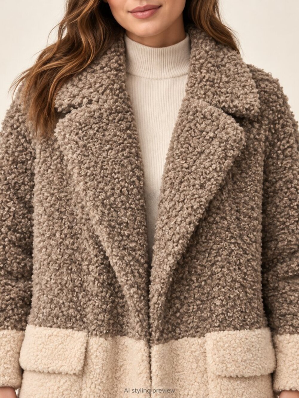 7 For All Man Kind Women's Faux Fur Creme Coat with Silk Lining